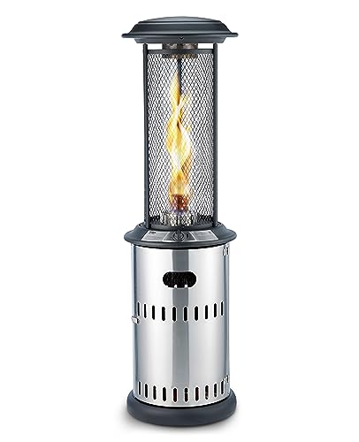 Enders® Terrassenfeuer Gas VULANO, 5589, Vormontiert mit stufenloser Regulierung, höhenverstellbar, Transport-Räder, Umkippsicherung, Silber