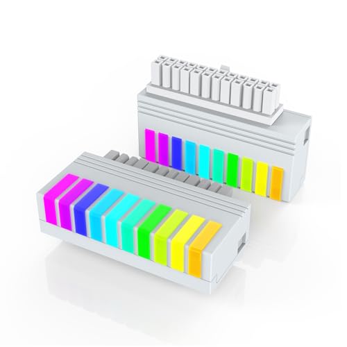 ARGB Rainbow ATX 24-Pin 90 Degree Power Connector 5V 3 Pin Power Adapter for Computer Motherboard ATX Power Supply (White)