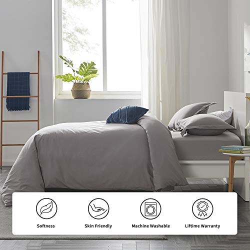 Sleep Zone King Size Duvet Cover With Zipper Closure & 8 Corner Ties - Super Soft & Breathable All Season Comforter Cover Set 3 Pieces (Gull Grey, King) #TOP2