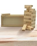 ALPI Wooden Tower Puzzle - Fun Block Games for Kids and Adults - 36 Pieces Wooden Stacking Blocks with Storage Case - Durable Tumbling Tower Game for Family Game Nights & Travel - Natural, 6”
