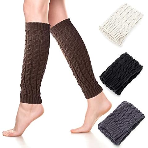 FEPITO 4 Pairs Winter Knitted Leg Warmers Cover