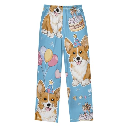 Corgi Dog Balloon Boys Long Pants Soft Trousers Elastic Waist Kids Lounge Bottoms with Pockets S-XL2