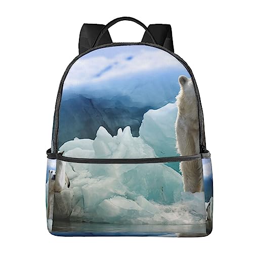 Sac à dos d'affaires imprimé ours polaire noir pour voyage et sport