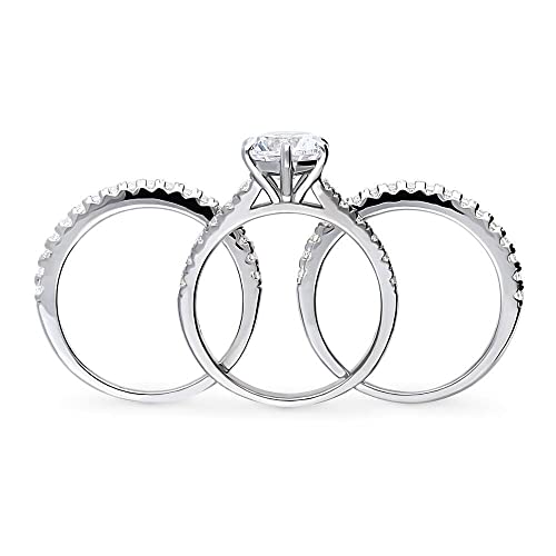 BERRICLE Sterling Silver Solitaire Wedding Engagement Rings 2 Carat Round Cut Cubic Zirconia CZ Ring Set for Women, Rhodium Plated4