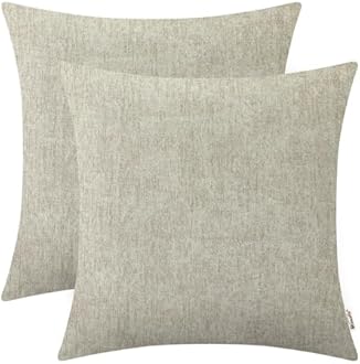 BRAWARM Throw Pillow Covers 20x20 Inches - Taupe Chenille Pillow Covers Pack of 2, Solid Dyed Soft Chenille Pillow Cases for Couch Sofa Bed Home Decoration