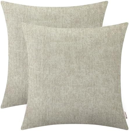 BRAWARM Throw Pillow Covers 20x20 Inches - Taupe Chenille Pillow Covers Pack of 2, Solid Dyed Soft Chenille Pillow Cases for Couch Sofa Bed Home Decoration
