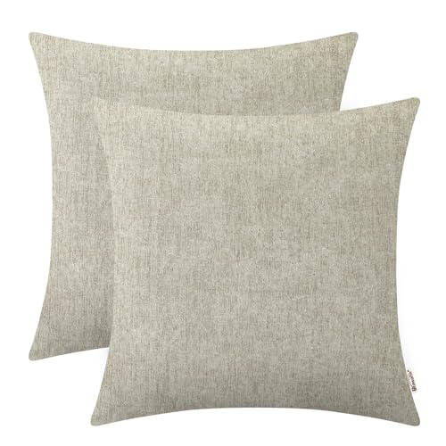 BRAWARM Throw Pillow Covers 20x20 Inches - Taupe Chenille Pillow Covers Pack of 2, Solid Dyed Soft Chenille Pillow Cases for Couch Sofa Bed Home Decoration