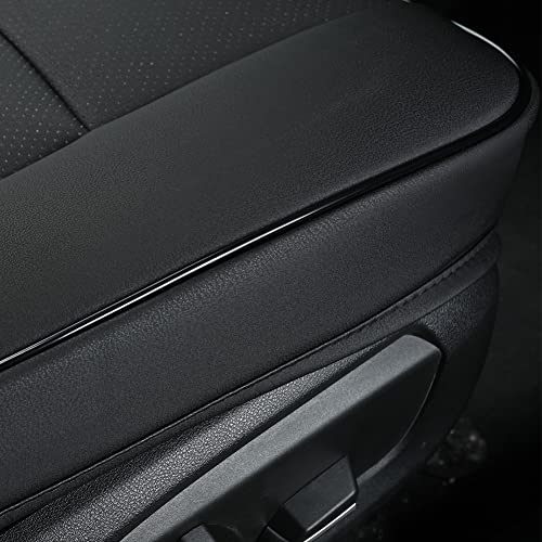 Image of 1Piece Car Seat Cover PU Leather Front Car Seat Protector Driver Seat Cover Wrapping Edge Seat Bottom Cover for Four Seasons (53x52 cm) (black-a)