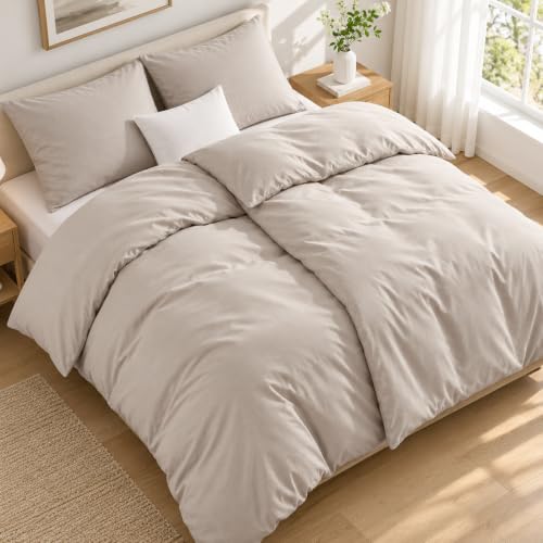 Duvetnova Bettwäsche 135x200 40x80 Beige ÖKO-TEX Superweich Mikrofaser Bettwäsche-Sets 2 Bettbezüge 135x200 + 2 Kissenbezüge 80x80 + 2… – Ansicht 1