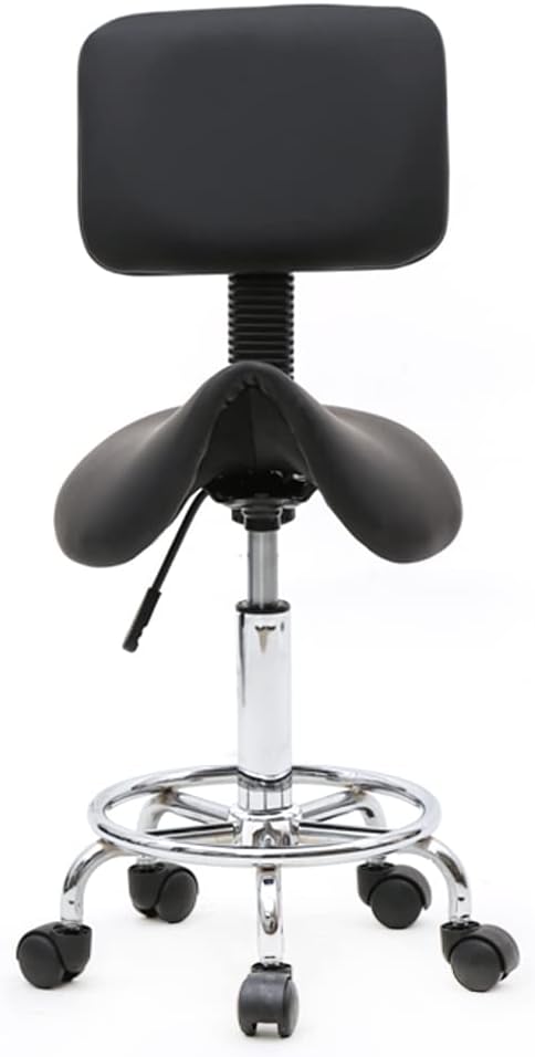 Vasitelan Swivel Salon Spa Stool Chair with Back Support Adjustable Hydraulic Rolling Office Stool with Back for Beauty Barber Tattoo Massage Drafting (Style 3-Black)