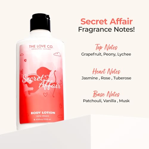Image of THE LOVE CO. Secret Affair Body Lotion 250Ml - Hydrating Moisturizer Cream for Dry Skin - Suitable for Both Women and Men - Infused with Jojoba Oil, Shea Butter & Vitamin E