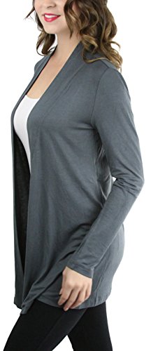 Image of ToBeInStyle Womens Open Front Long Sleeve Lightweight Asymmetrical Draped Cardigan with Side Pockets