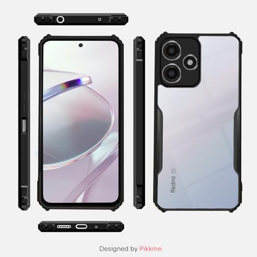 Image of Outlouders Back Cover for Redmi 12 5G| Ultra Hybrid Transparent | Full Camera Protection | Raised Edge | Crystal Clear Bumper Case(Black)
