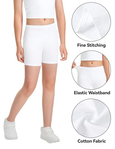 Image of KEREDA Girls Bike Shorts Cotton Cartwheel Dance Under Dress Shorts for Kids