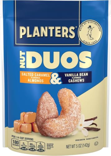Image of PLANTERS Nut Duos Salted Caramel Almond & Vanilla Bean Cashew, 5 oz Bag (Pack of 12)