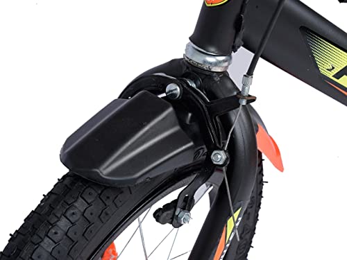 Image of NORMAN JR, Designed in Scandinavia EU Kids Bike Bicycle for Toddlers and Kids 16 Inch Fully Adjustable with Back Seat & Support for Boys and Girls Cycle for 5 to 8 Years, Pomo Orange
