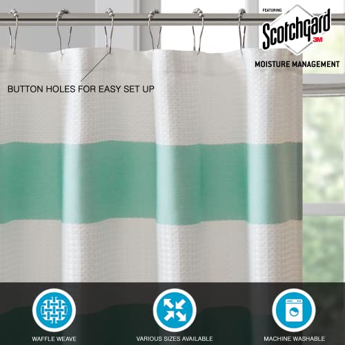 Madison Park Spa Waffle Shower Curtain Pieced Fabric With 3M Scotchgard Moisture Management Modern Home Bathroom Decorations, Stall 54"X78", Aqua #TOP4
