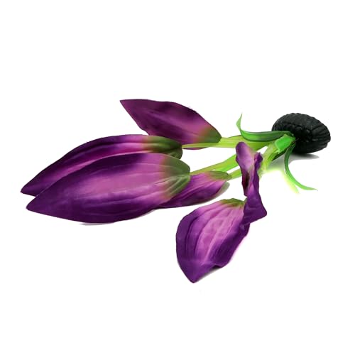 Image of Silk Aquarium Plants for Betta Fish Tank, 2 Pcs 8 Inch Small Silk Aquarium Plant Aquatic Water Grass Decoration, Purple