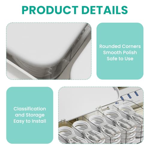 Image of ZORBES Cable Storage Box, Double Layer Clear Wire Organiser With Drawer | Sort Charging Leads and Stationery, Reduce Desk Clutter, Clear Body, Double Layer Compartments, After-Sales Support