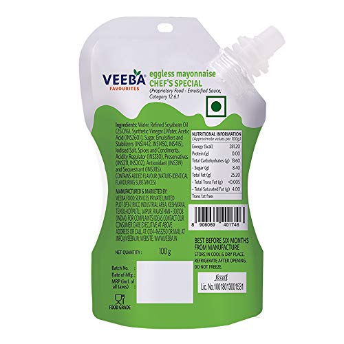 Image of Veeba Eggless Mayonnaise Pouch, 100g