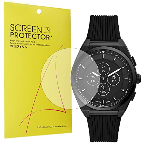Compatible for Fossil Everett Screen Protector, Lamshaw [6 Pack] Full Coverage TPU Clear Film Compatible for Fossil Men's Everett Hybrid Smartwatch HR (6 Pack)