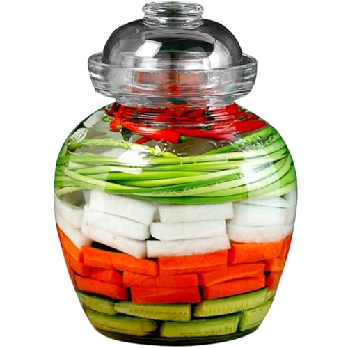 Vasija De Fermentación Tarro De Encurtidos con 4 Opciones De Capacidad, Tarro De Kimchi De Vidrio Transparente Y Visible, Tarros De Fermentación con Sello De Agua(10kg)