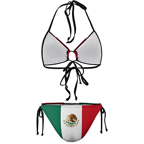 Haiti Flag Bikini Swimsuit Two Piece Summer Swimwear Halter Padded Top Tie Bottom Triangle Bikini Bathing Suit4