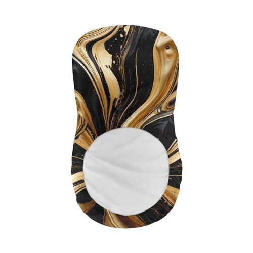 Image of Black Gold Marble Bar Stool Chair Cover 4 Pack Barstool Slipcovers Counter Stool Chair Covers with Waterproof Seat Pad Bar Seat Cover with Elastic Bottom