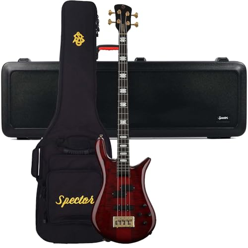 Spector Euro 4 LT Bass Guitar – Red Fade Gloss, Spector NS Molded Flight Case ATA Bundle