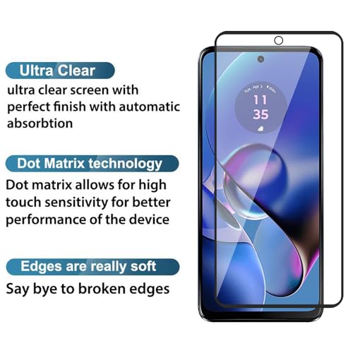 Image of POPIO Tempered Glass Screen Protector Compatible For Motorola Moto G64 (Black) Cellphone With Edge To Edge Coverage And Easy Installation Kit