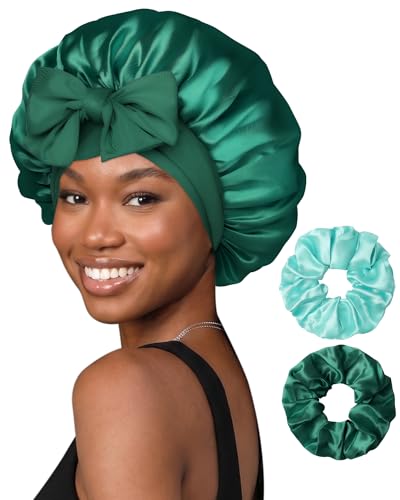 CHLINS Satin Sleeping Bonnet Women Silk Hair Cap Double Layer Elastic Tie