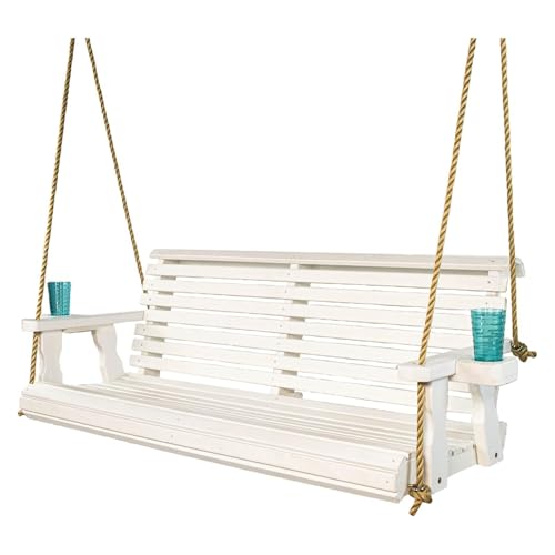 Cenz-888 Verandaschaukel Holzschaukel mit Getränkehalter