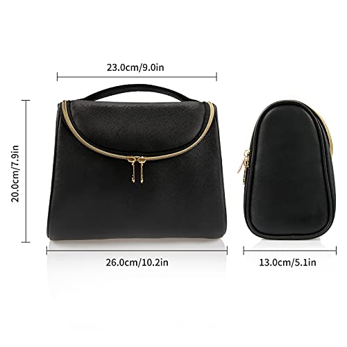 Travel Makeup Bag, Ethereal Cosmetic Bag for Women Large Capacity Makeup Organizer Bag Vegan Leather Makeup Brushes Bag Waterproof Toiletry Bag for Women 6 Travel Makeup Bag, Ethereal Cosmetic Bag for Women Large Capacity Makeup Organizer Bag Vegan Leather Makeup Brushes Bag Waterproof Toiletry Bag for Women