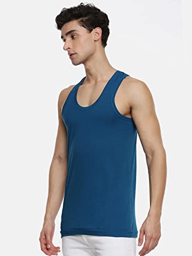 Image of RAMRAJ COTTON Pack of 4 Men's Multicolor Scoop Neck Sleeveless Cotton Undershirt Vest(Multicolor;80)