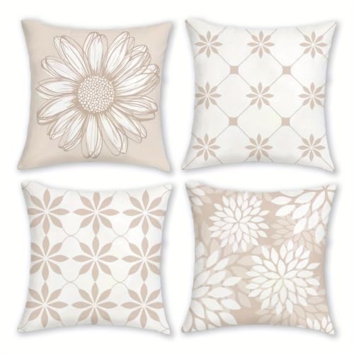 avpdupu 18x18 White Floral Pillow Covers 4 Pack...