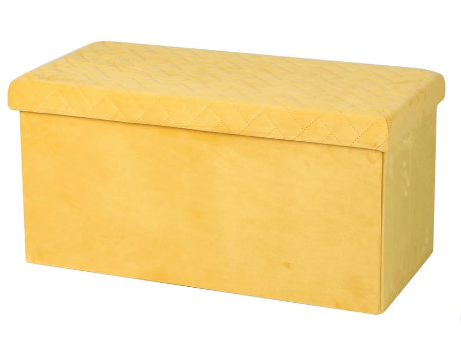 Urban living KUBE VELOURS BANC DE RANGEMENT PLIABLE JAUNE 76X37,5X37,5CM