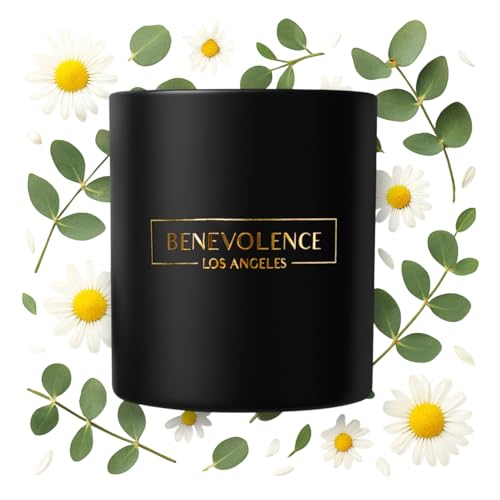 Benevolence LA Eucalyptus & Chamomile Christmas Scented Candles | Soy Candles, Black Candle for Home | Holiday Candle Gifts for Women and Men | Home Fragrance | Aromatherapy | 8oz, 45 Hour Burn