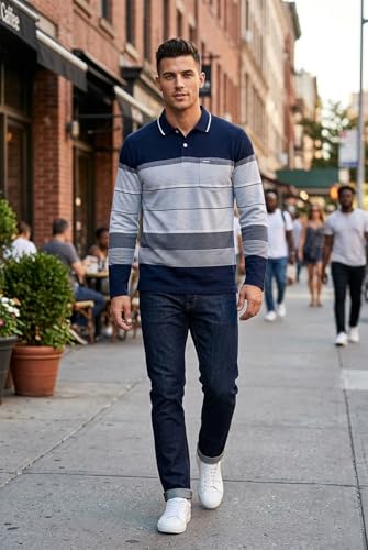 Image of Full Sleeve Polo T Shirt for Men Cotton with Pocket and Collar - Regular Fit Tshirt