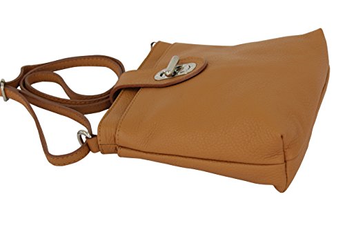 AmbraModa Italiaans echt lederen handtas schoudertas crossbody tas citybag crossover voor vrouwen GL007 (Camel) - Image 4