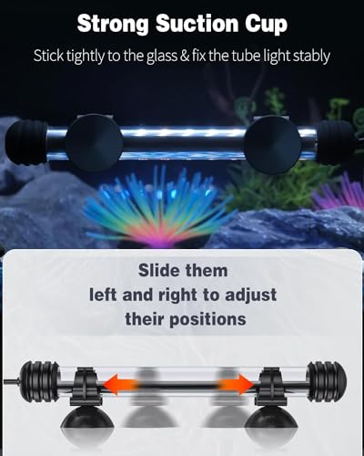 Image of Pawfly 1.8 W Aquarium LED Light 7.5 Inch Underwater Fish Tank Light with Timer Auto On /Off Fish Tank Background Lights with 8 Lighting Modes Submersible Multi-Colored Tube Lights for Decoration