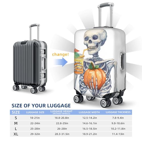 Skelton Drinking Watercolor Elastic Travel Luggage Covers Dustproof Scratch-Resistant Suitcase Protector Fit 22-24 Inch4