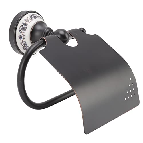 Paper Towel Dispenser, Paper Towel Holder, Toilet Paper Holder with Shelf, Blue & White Porcelain Design, Stainless Steel Construction, Screw for Toilet, Bathroom, Kitchen, RV Toilet Paper Holder