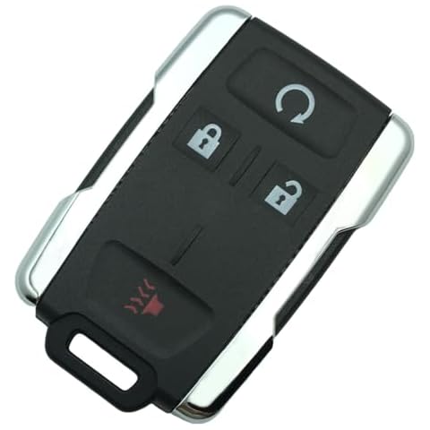 Replacement Key Fob Shell Case for 4 Buttons Chevy Silverado Colorado GMC Canyon Sierra 2014 2015 2016 2017 2018 2019 2020 2021 Keyless Entry Remote Car Key Fob Cover Casing (Silver) Cover