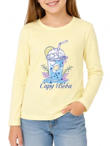 Image of Girls Long Sleeve T-Shirt Cute Versatile Basic Casual Top Size 6-18 | Soft Stretchy Tee for All Day Comfort, Versatile Layering Top for Cold Days, Cute Casual Style for Girls, Durable Easy Care