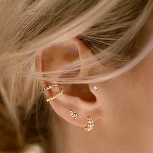 14K Gold Huggie Earrings for Women Silver Huggie Hoop Earrings Cubic Zirconia Huggie Earrings Stud Earrings Lightweight Dainty Hypoallergenic Earrings Jewelry Gifts3