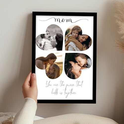 Image of Customized Mothers Day Gift for your Mom with 4 Photo Collage print, Mom Gifts Photo Frame With Photo Upload, Birthday, Couple, Parents (8.9x12.8 Inch)