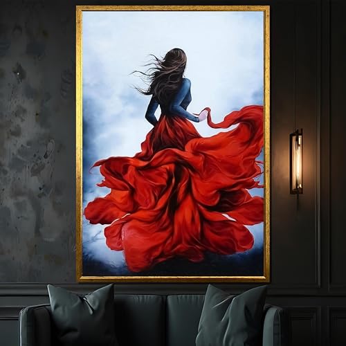 Affiches et impressions robe rouge fluide décoration murale 70x100