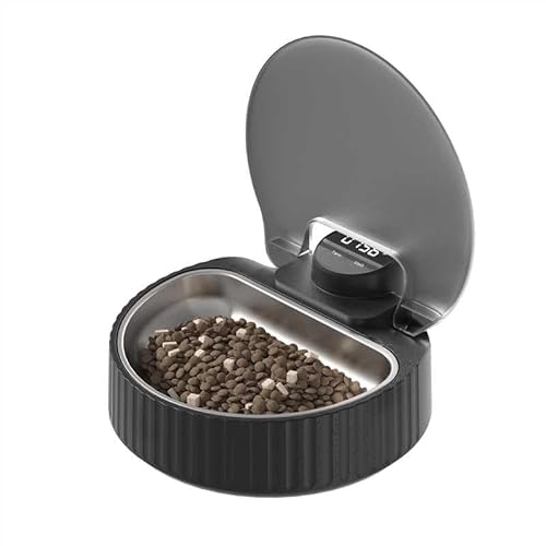 Automatic Cat Feeder with Weighing | Smart Cat Bowl with Motion-Sensing Lid — Food Intake Measurement & Daily Limit, Wide Shallow Stainless-Steel Dish, Dustproof + Ice Pack, Rechargeable