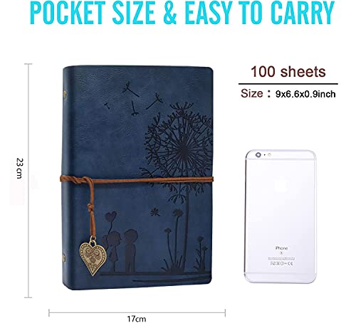 Vintage lederen tijdschrift A5 notitieboek, 100 vellen/200 pagina's 80 gm navulbare reistijdschriften dagboek A5… - Image 3