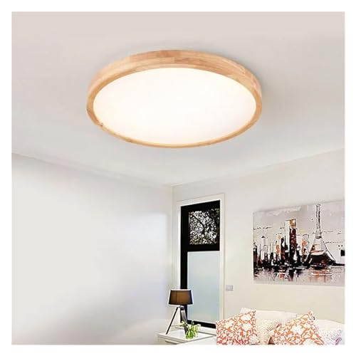 Plafond LED bois rond éclairage dimmable télécommande LEMPRIMATE